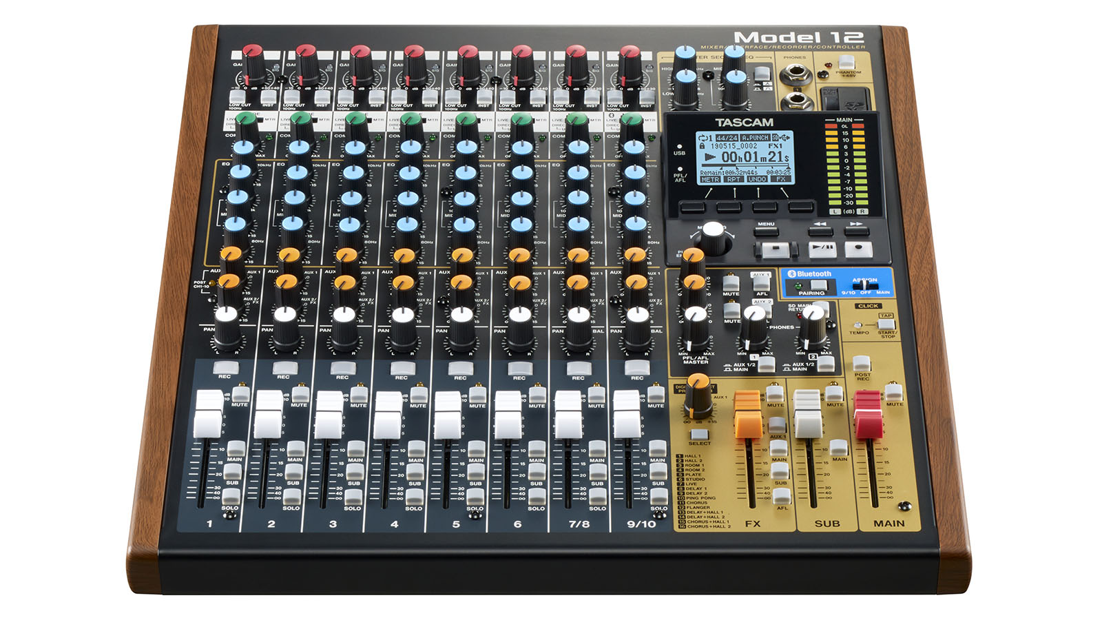 TASCAM Model 12 | DAWコントロール機能やライブ配信ミキサー用途に