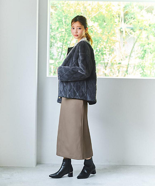 リバーシブル キルティングファーブルゾン【洗濯機OK