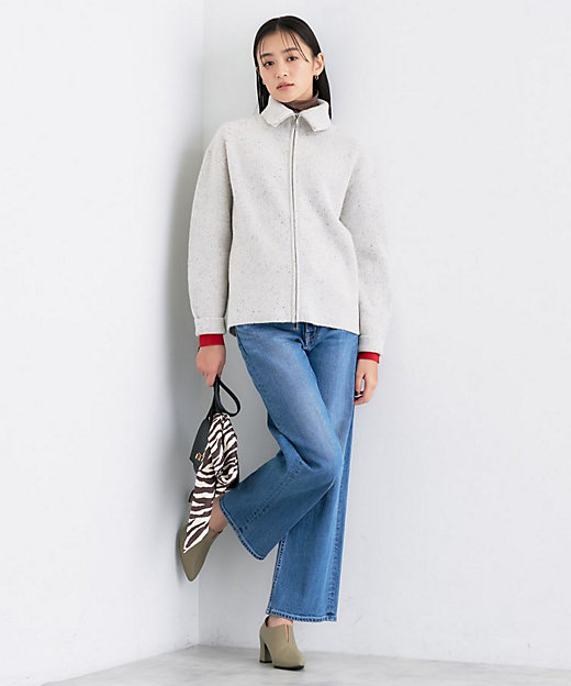 洗える】カラーネップ ダブルジップカーディガン