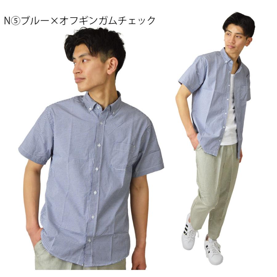 シャツ メンズ 半袖 ボタンダウンシャツ バンドカラーシャツ ノー