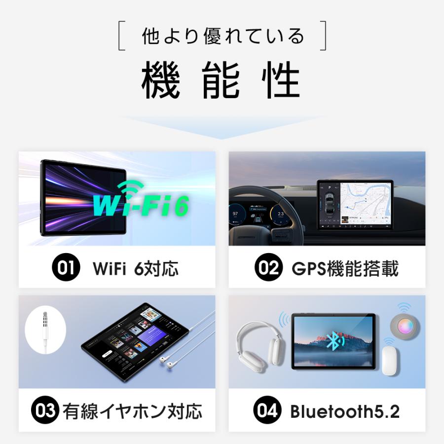 Android14 タブレット PC 本体 10インチ 12GB+64GB+1TB-TF拡張 Wi-Fi