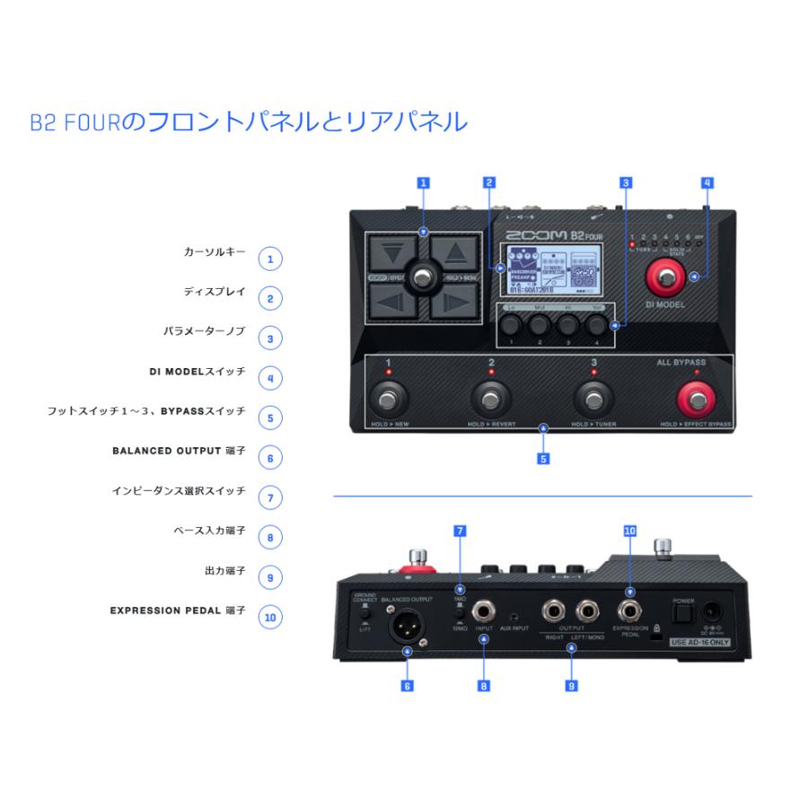 ズーム（zoom） ZOOM B2 FOUR ベース用マルチエフェクター