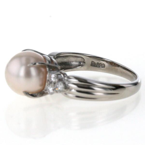 Pt900 プラチナ リング パール 真珠 8.7mm ダイヤモンド 0.19ct サイド