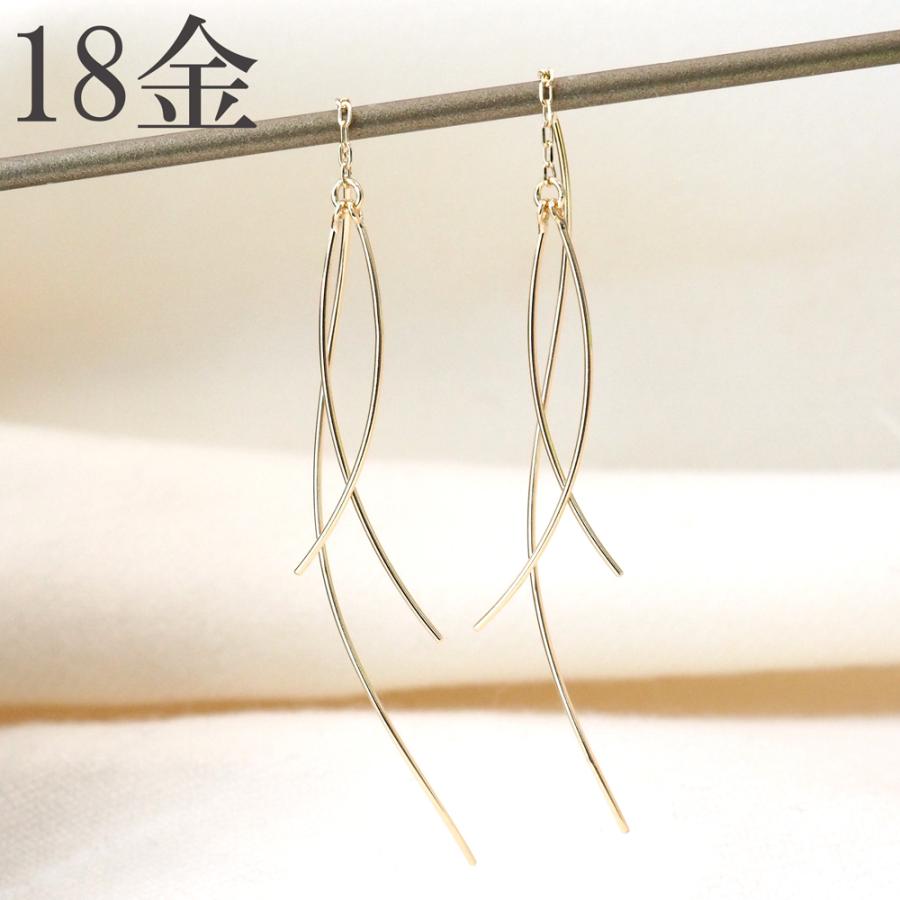 18金 アメリカンピアス k18 18k ゴールド チェーン ピアス 揺れる