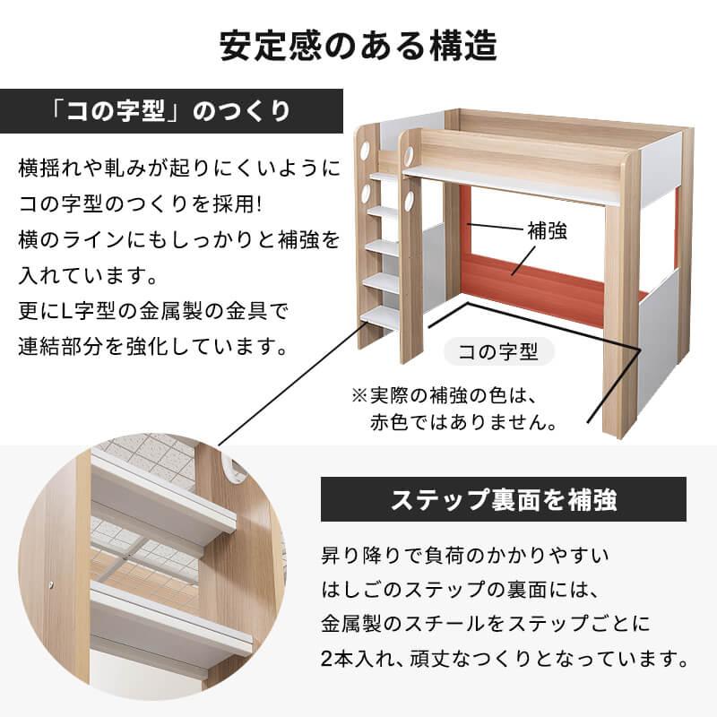 MINT ロフトベッド シングル ハイタイプ ロフト ベッド ベッド下収納