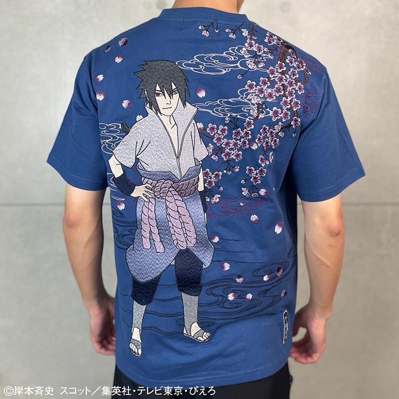 絡繰魂 × NARUTO うちはサスケ 刺繍 半袖 Tシャツ 252016 からくりだ
