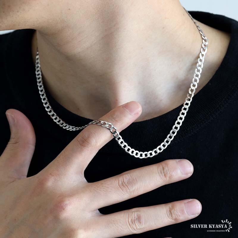 シルバー925 喜平ネックレス 薄い 厚み 1mm 幅5mm チェーンネックレス