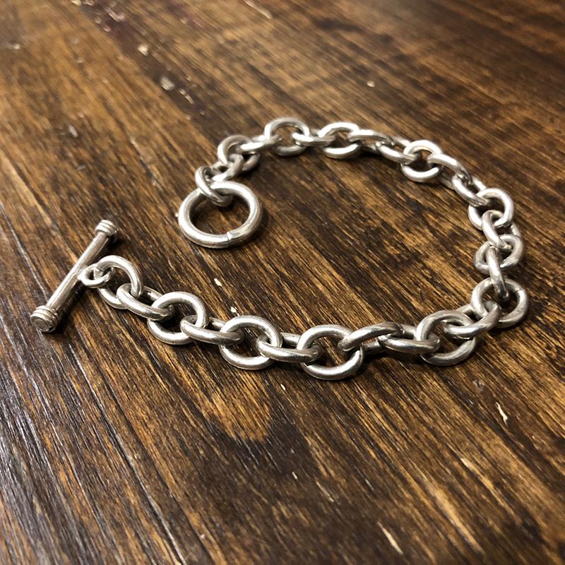 Vintage Silver Round Chain bracelet Toggle Clasp T-bar End 925