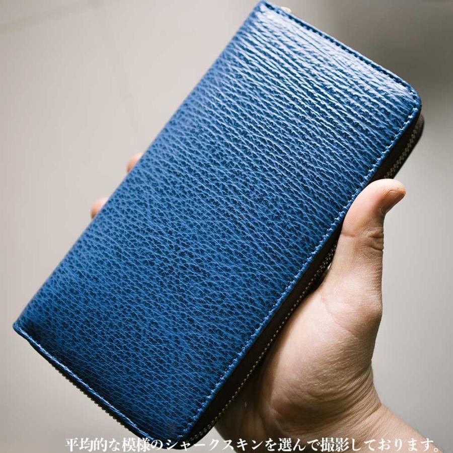 気仙沼産サメ革使用。シャークスキン/ラウンドファスナー長財布/レザー