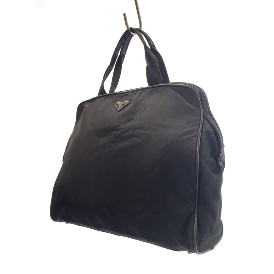 PRADA◇トートバッグ/ナイロン/BLK/ハンドル部レザー剥がれ、シミ有