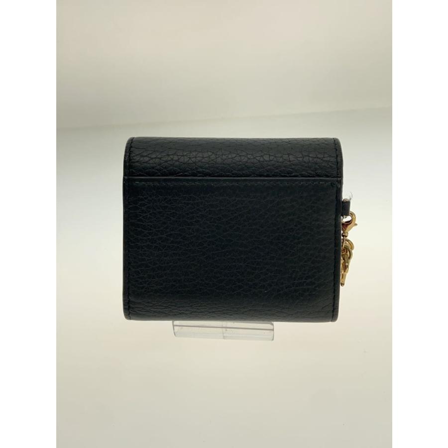 Christian Dior◇3つ折り財布/レザー/BLK/無地/レディース/26-MA-0168