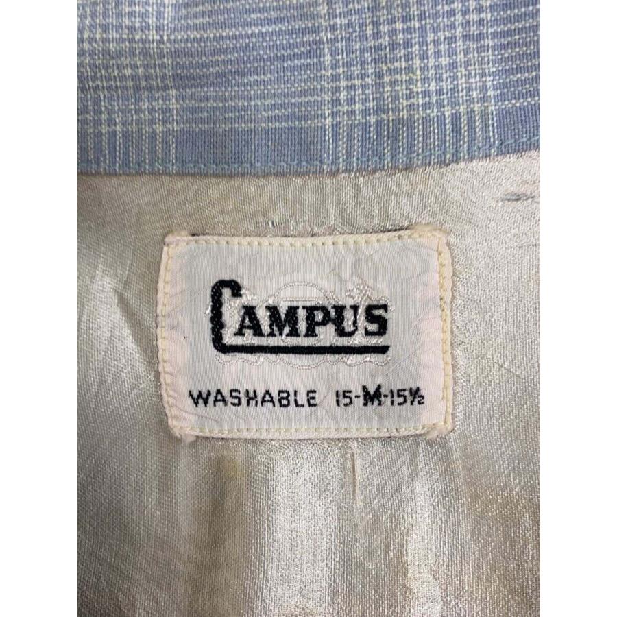 CAMPUS◇60s/オープンカラー/レーヨン/長袖シャツ/M/--/BLU/チェック