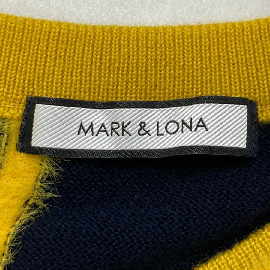 MARK&LONA マークアンドロナ Vネックニットセーター ウール混 ネイビー