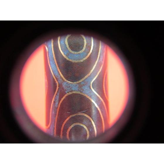 チベット銀線天珠 龍眼天珠 約58×14mm 古銅 朱砂入り 一点物 : 天然石