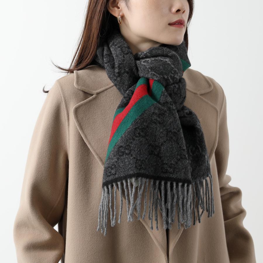 GUCCI（グッチ） マフラー 570603 3G200 メンズ GGロゴ フリンジ