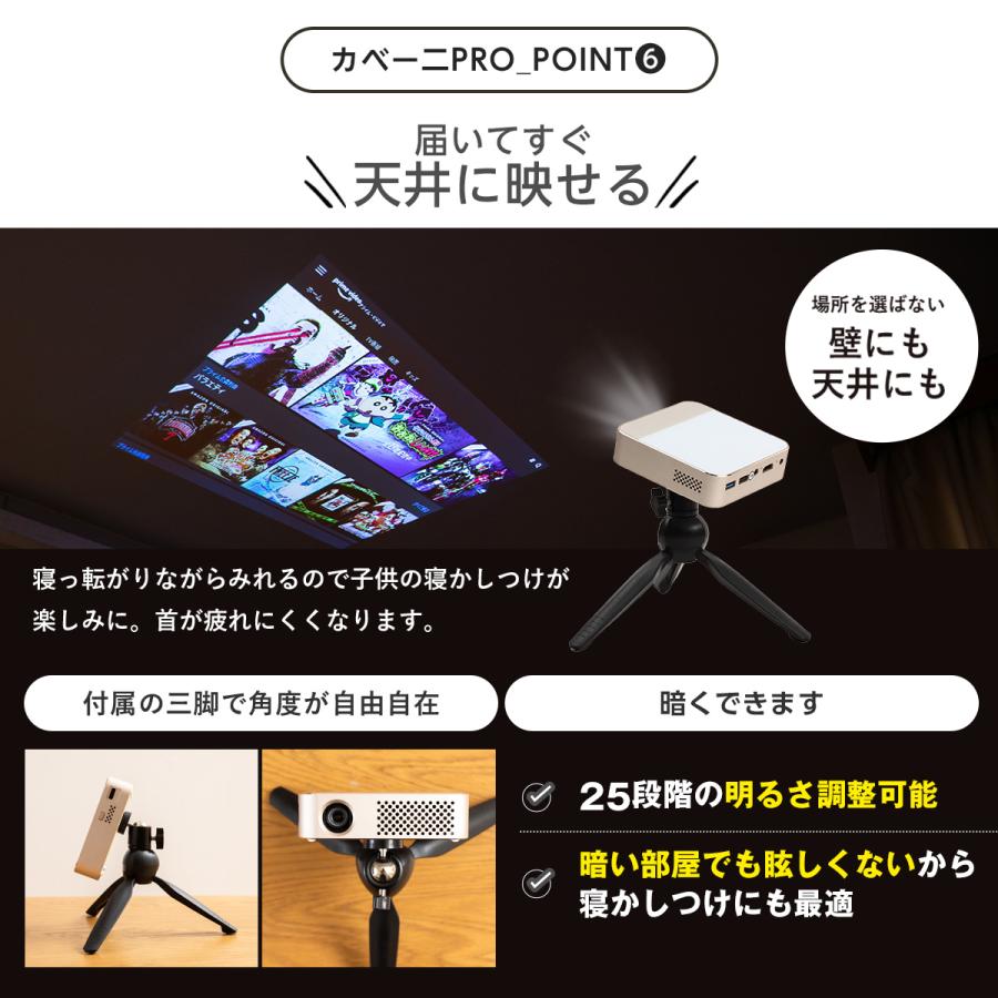 UENO-mono カベーニPRO プロジェクター 小型 家庭用 天井 DVD WiFi