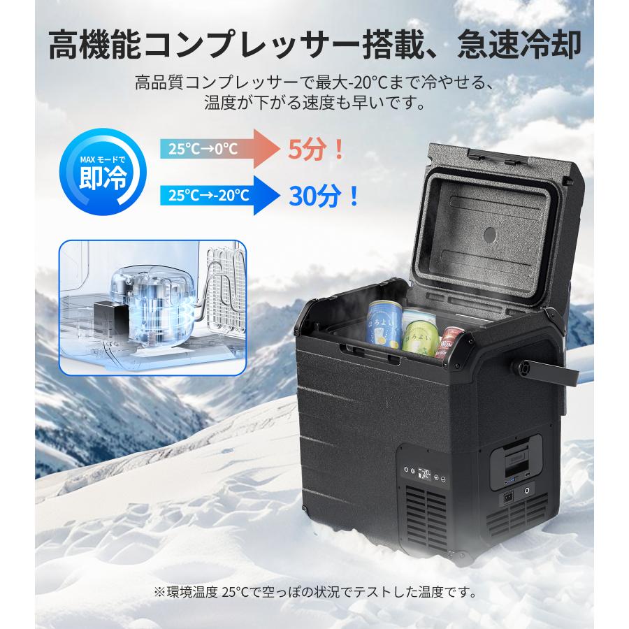 EENOUR 車載冷蔵庫 ポータブル冷蔵庫 バッテリー内蔵可能 18L -20℃〜10