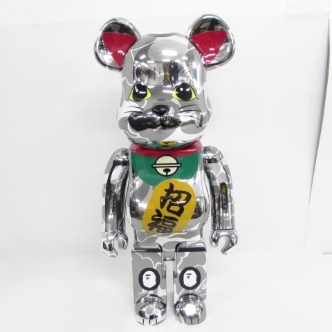 BE@RBRICK 未使用 ベアブリック APE エイプ 招き猫 銀 MANEKINEKO 1000