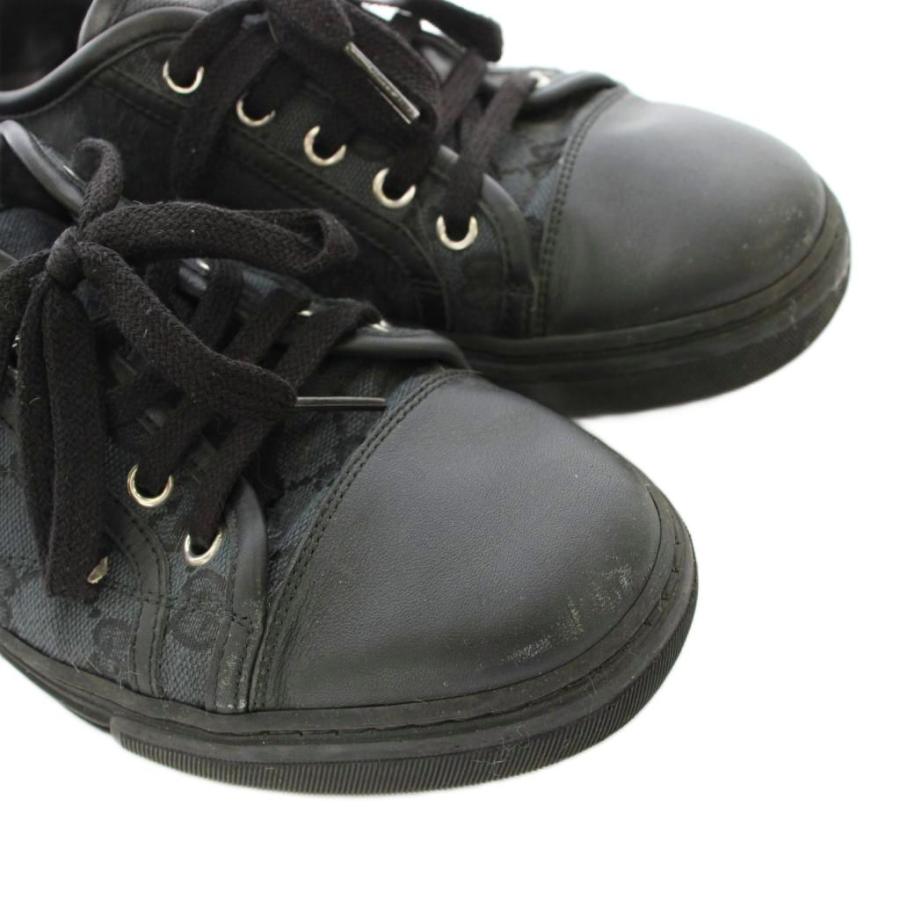 GUCCI（グッチ） スニーカー ローカット GGキャンバス レザー 6.5 黒