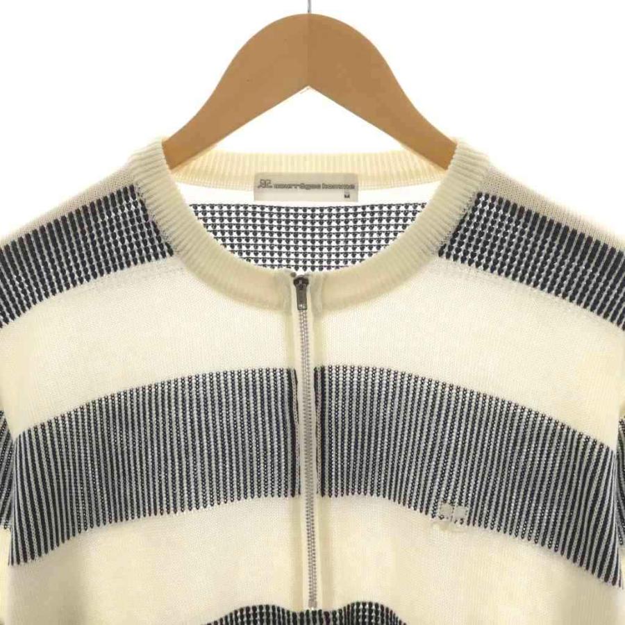 クレージュ courreges homme ニット セーター ハーフジップ ロゴ 刺繍