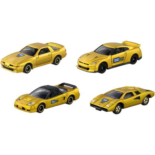タカラトミー100周年記念 トミカセット ゴールドトミカ4種+台座セット
