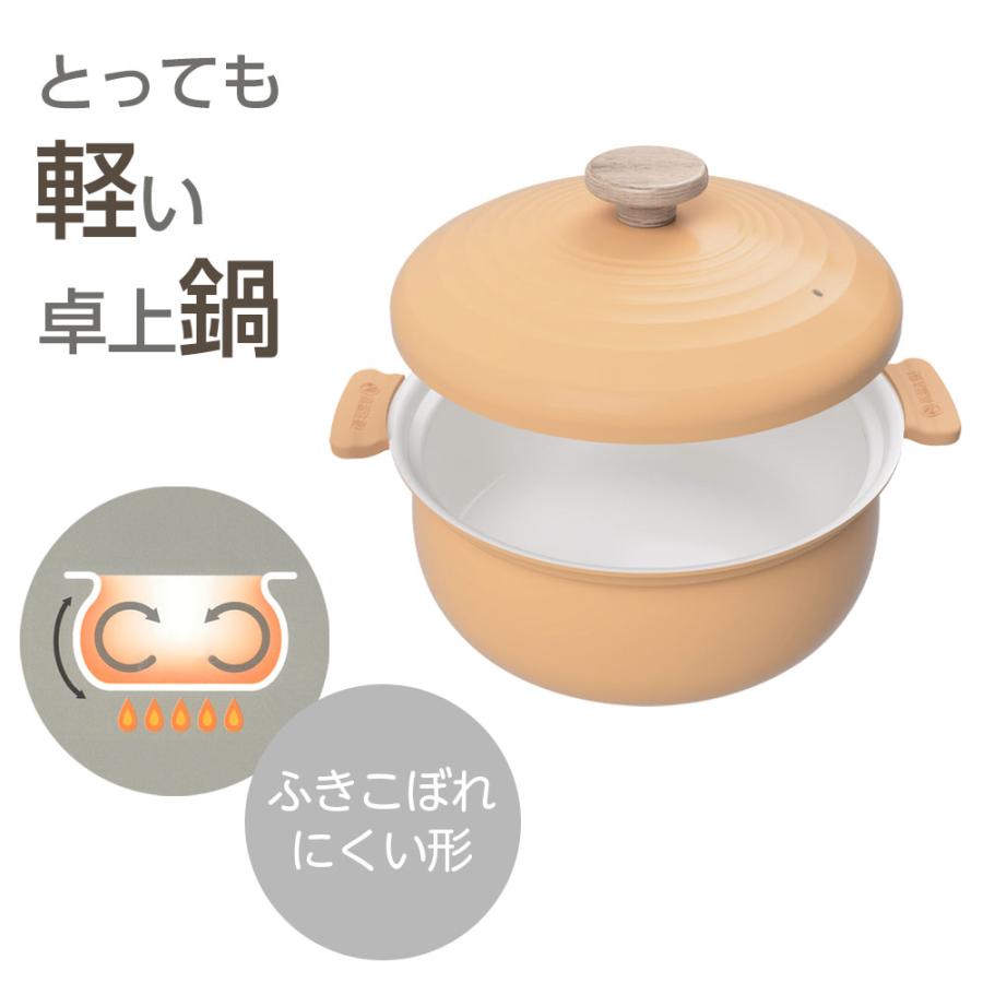 和平フレイズ 鍋 軽いセラミック IH対応深型卓上鍋 24cm オレンジ RB