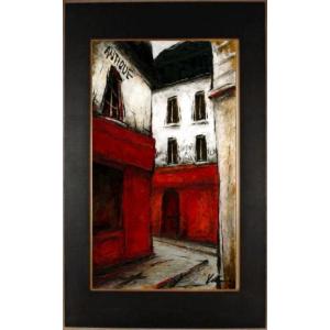 絵画 油絵 街角の風景（フランス・パリ） （黒沢久） 【肉筆】【油絵