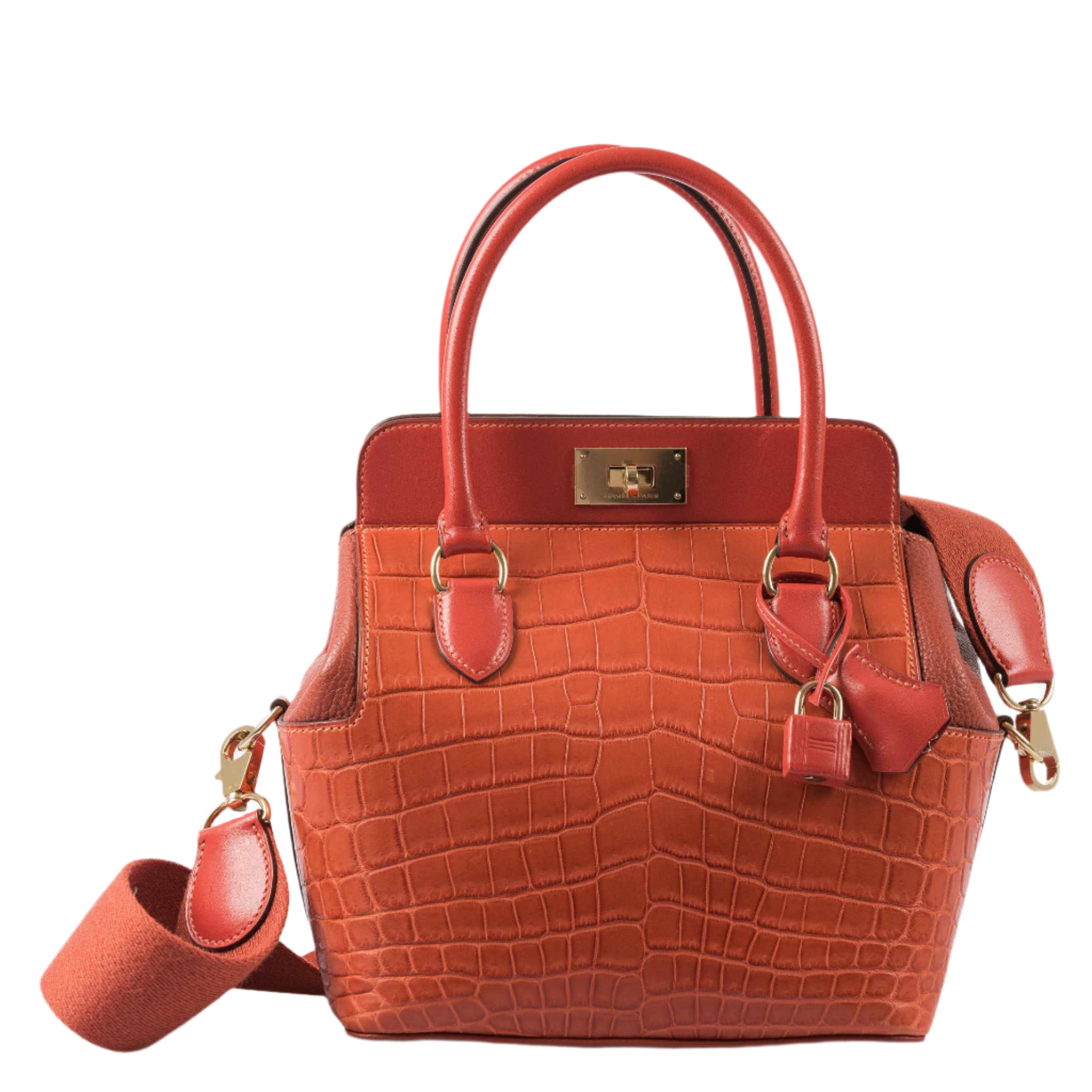 Hermes Toolbox 20 Matte Sanguine Niloticus Crocodile & Clemence