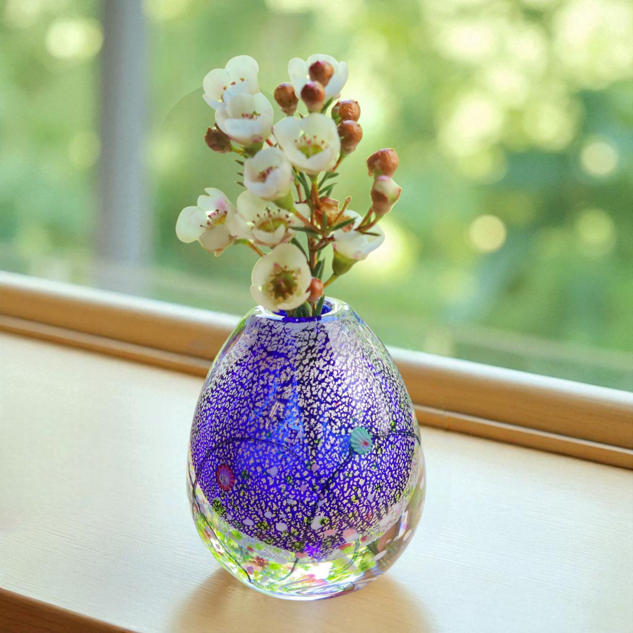 綾ガラス 一輪挿し | 光琳 爽 | コバルトブルー | グラスアート黒木