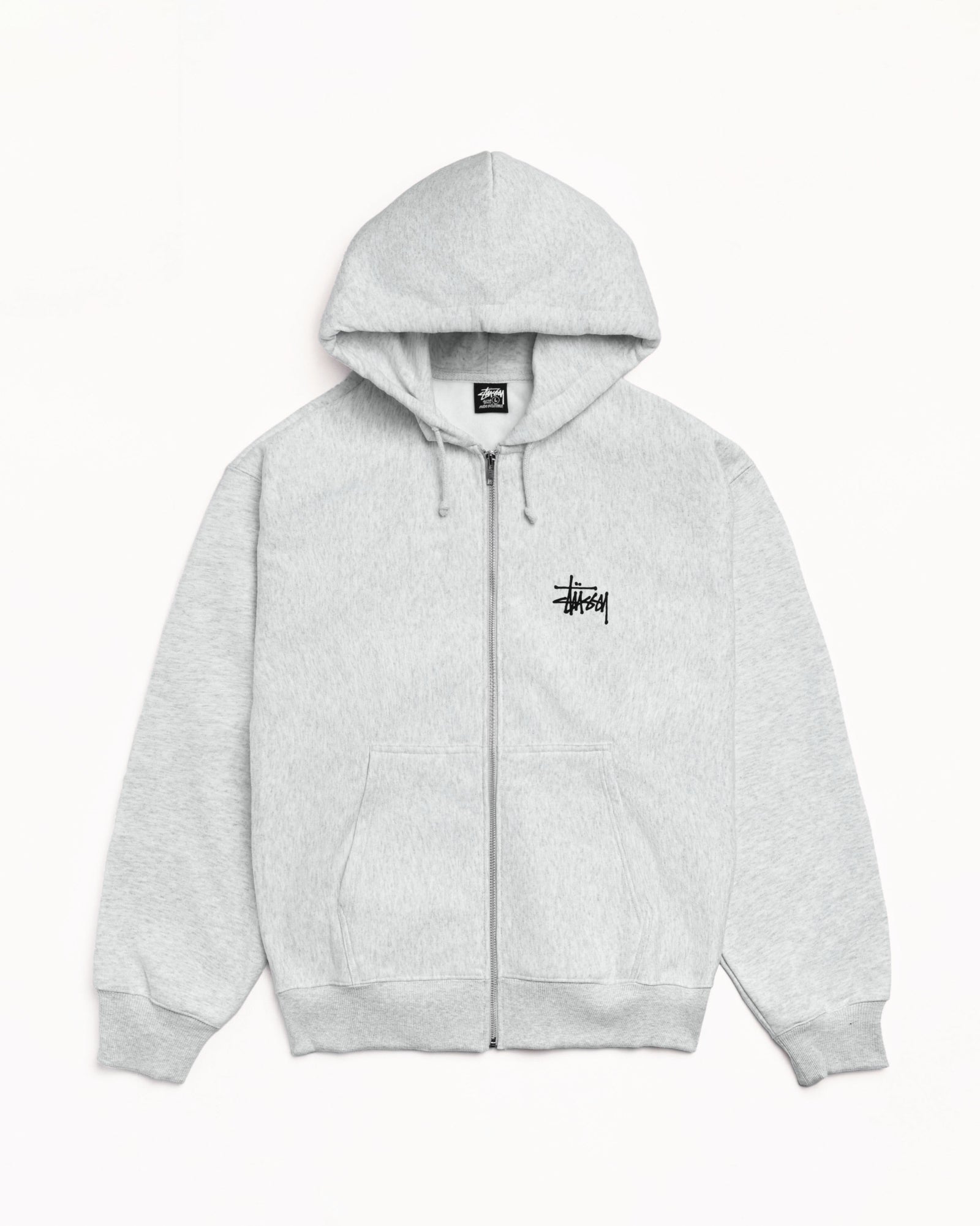 Basic Stüssy Zip Hoodie – Ash Heather | Tee & Sweats | Stüssy Japan