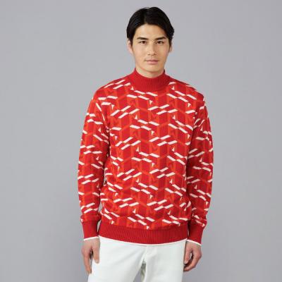 吸湿発熱】ブレスサーモウールジャガードハイネックセーター|E2JCC503