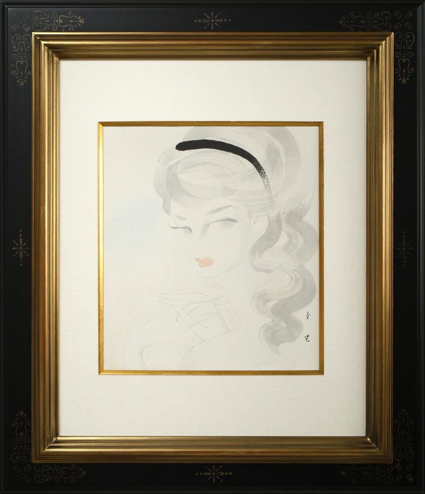東郷青児「婦人像」水彩画・色紙 絵画買取・販売の小竹美術