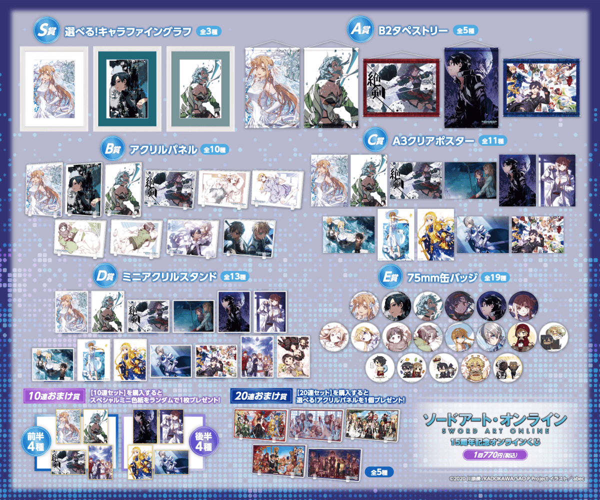 ソードアート・オンライン』15周年記念オンラインくじ | くじ引き堂