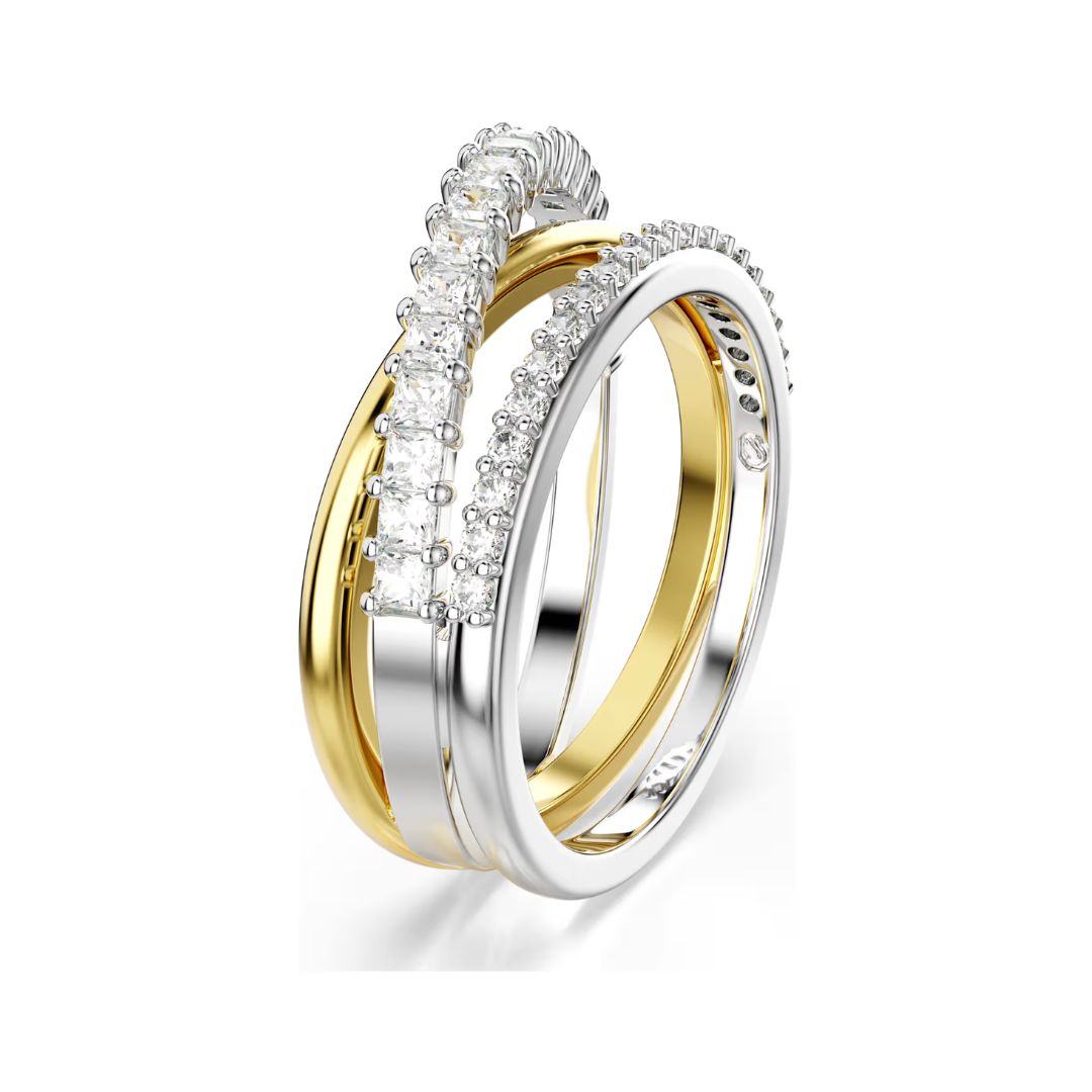 Swarovski Hyperbola Ring, Yellow Gold-Tone and Rhodium Plated with Whi