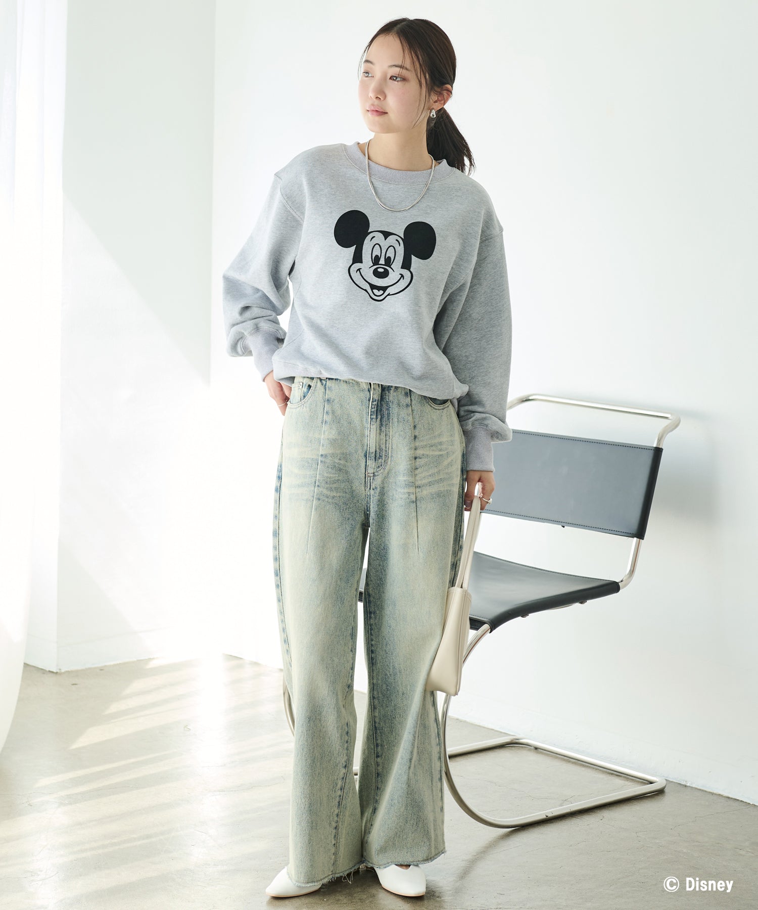 ミッキー/フロッキープリントスウェット | ラビアンジェ-⼤きいサイズ