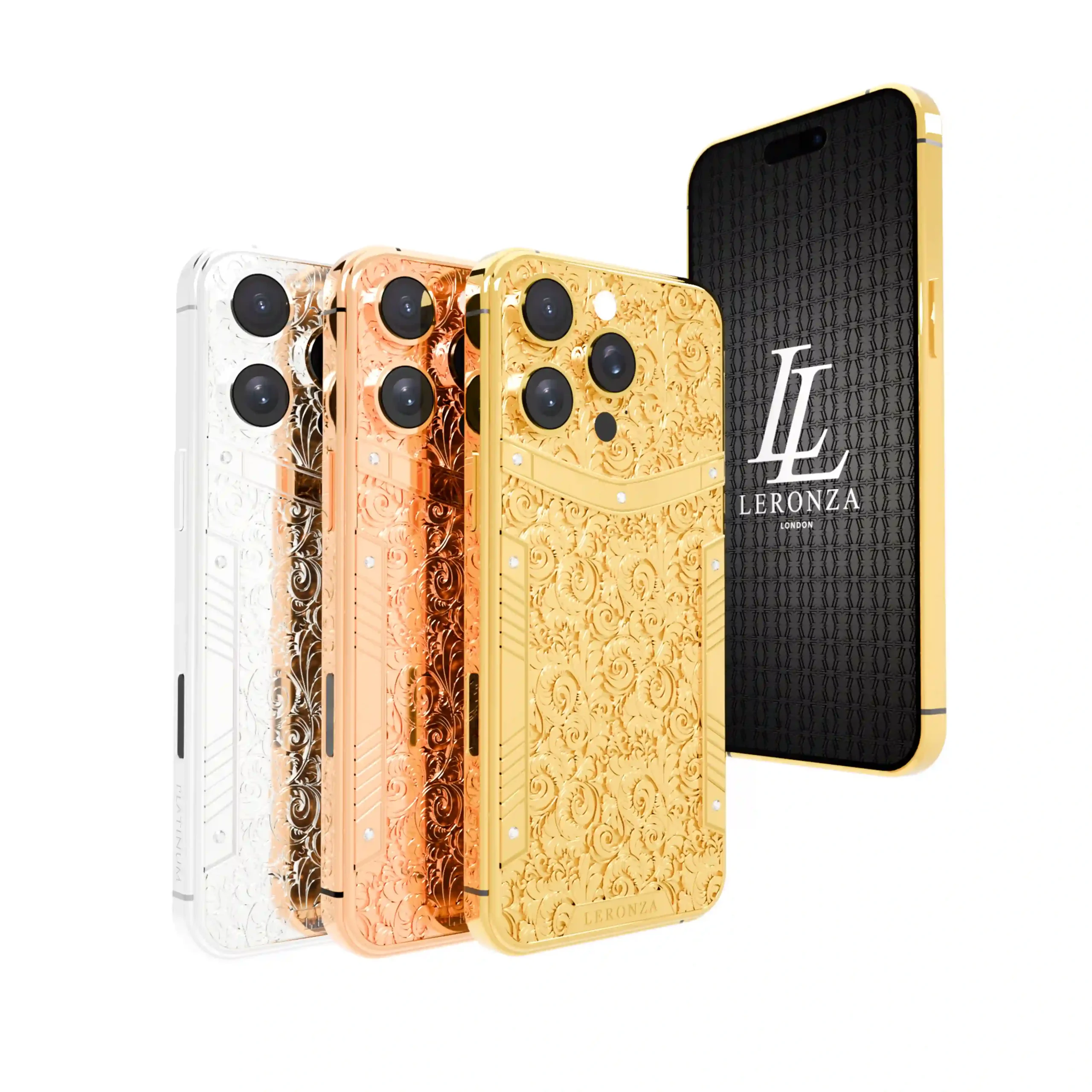 Leronza Luxury 24K Gold iPhone 16 Pro Max Flora