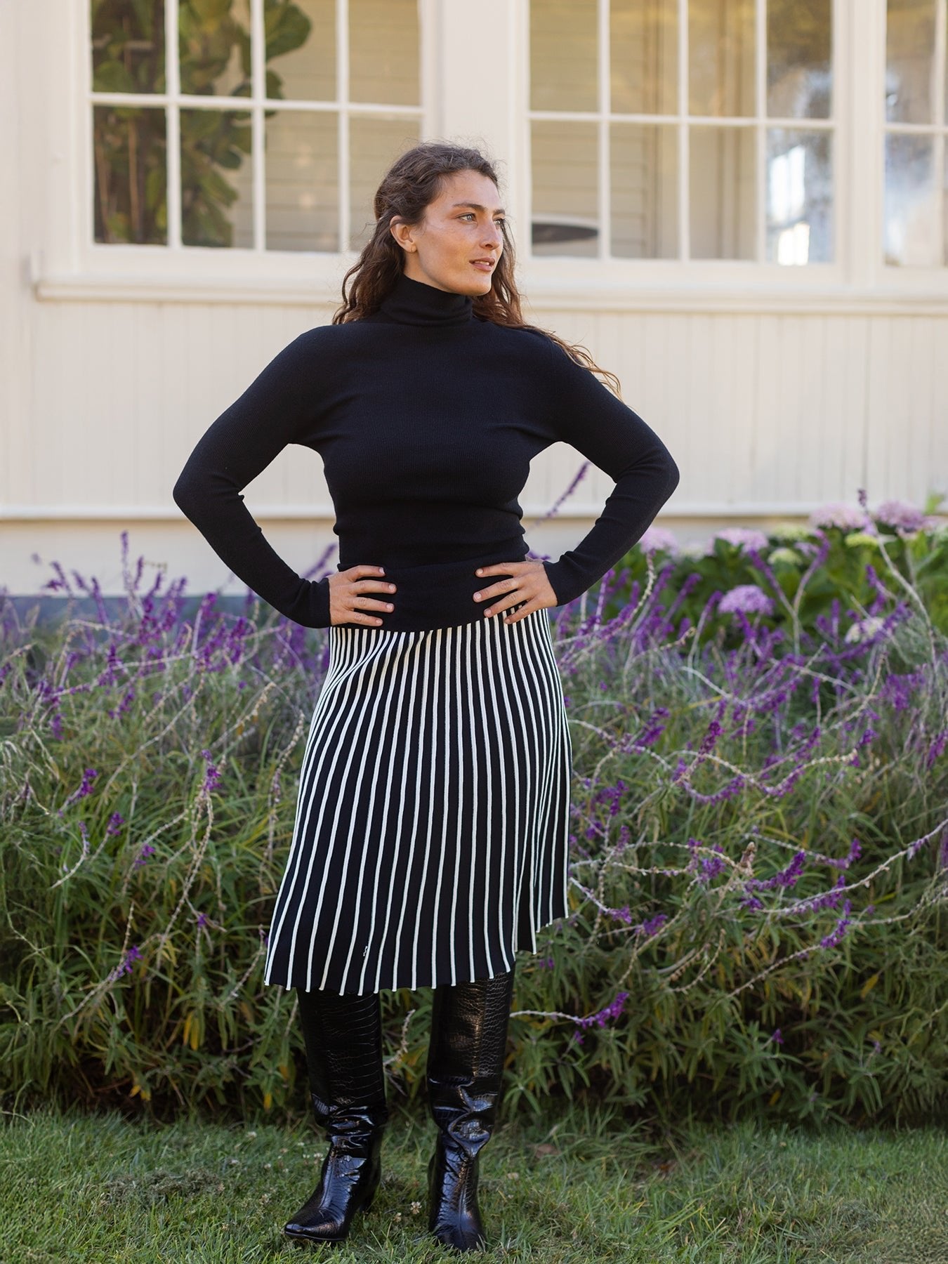 CHLOE knit skirt Black and White Stripe – Lesley Evers