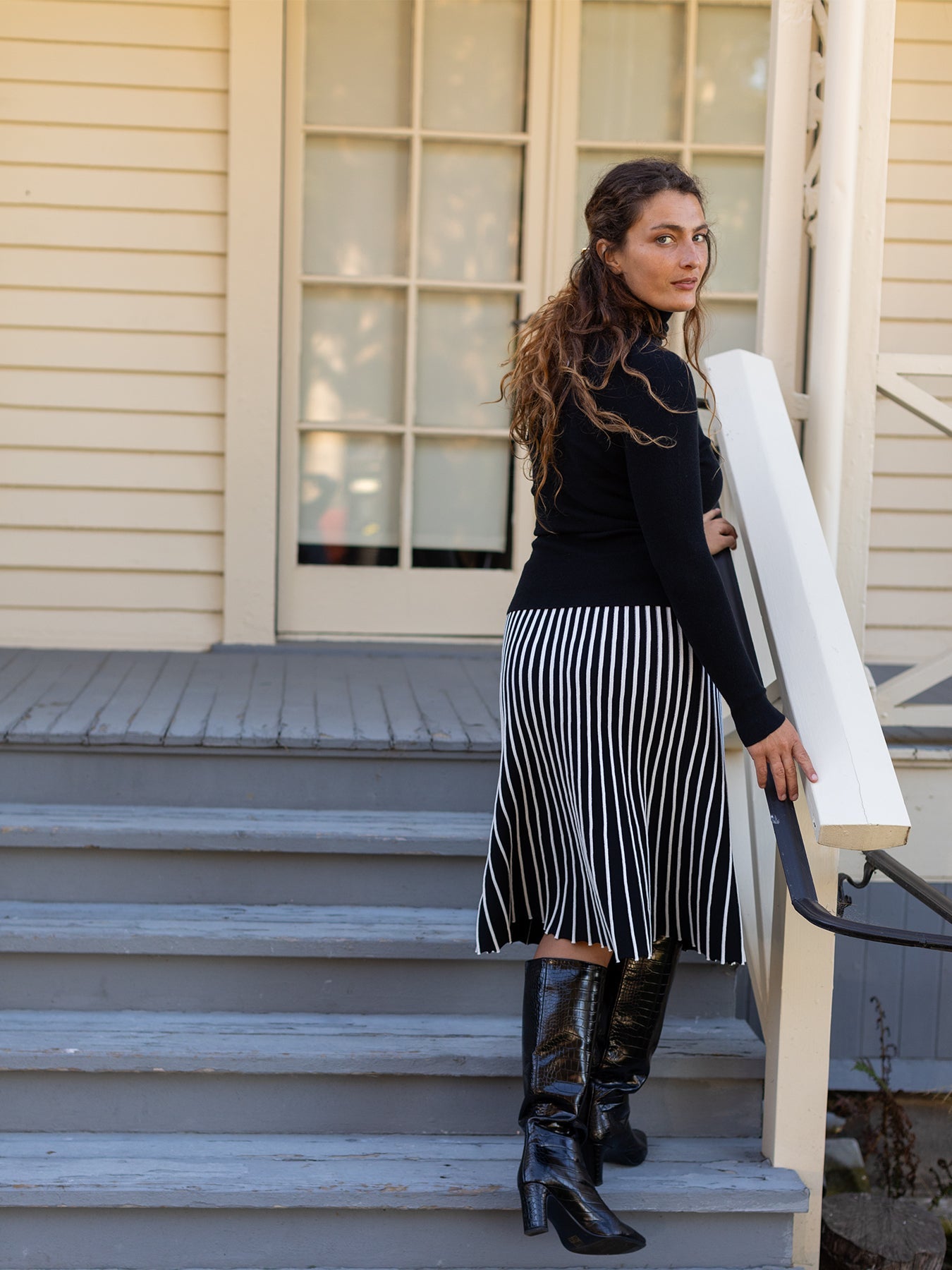 CHLOE knit skirt Black and White Stripe – Lesley Evers