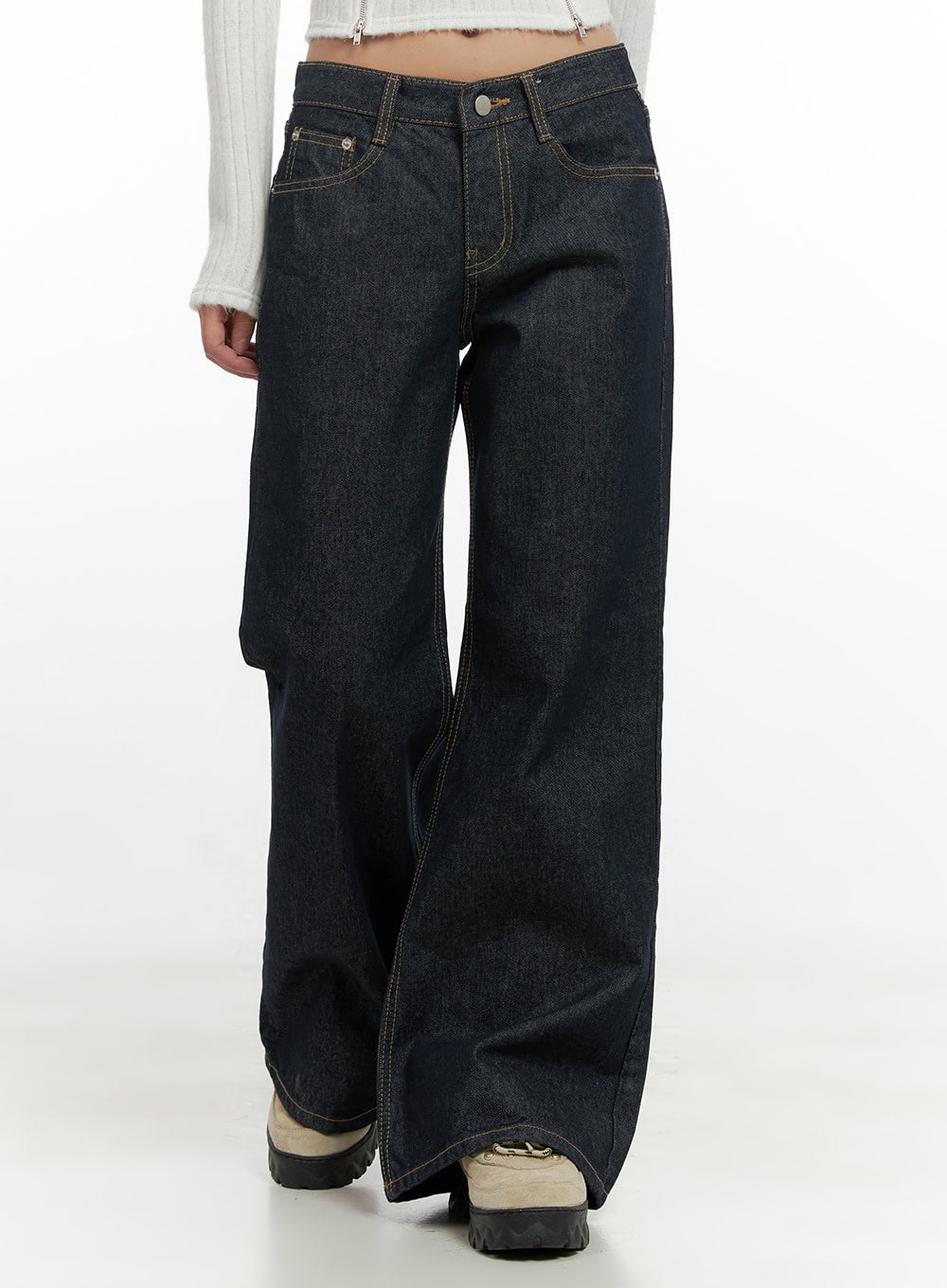 Lisa Cotton Comfort Wide Leg Jeans CN419 - Acubi style | LEWKIN