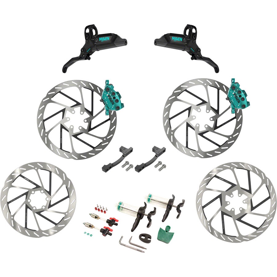 SRAM Maven Ultimate Stealth Expert Disc Brake Kit - Teal Splatter