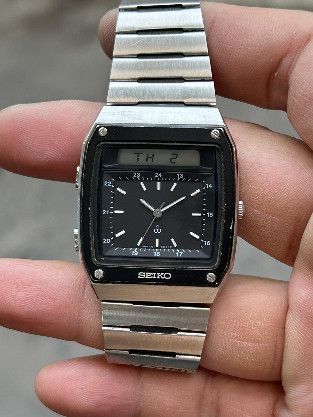 Vintage Seiko H357-5010 Chrono LCD Digital Quartz watch / case no