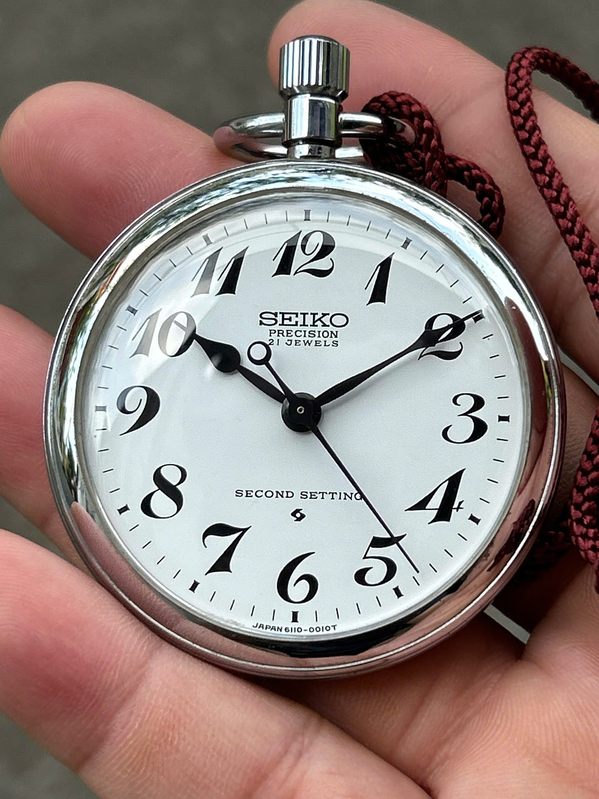動作品 手巻き式 懐中時計 SEIKO PRECISION 15JEWELS セイコー 鉄道