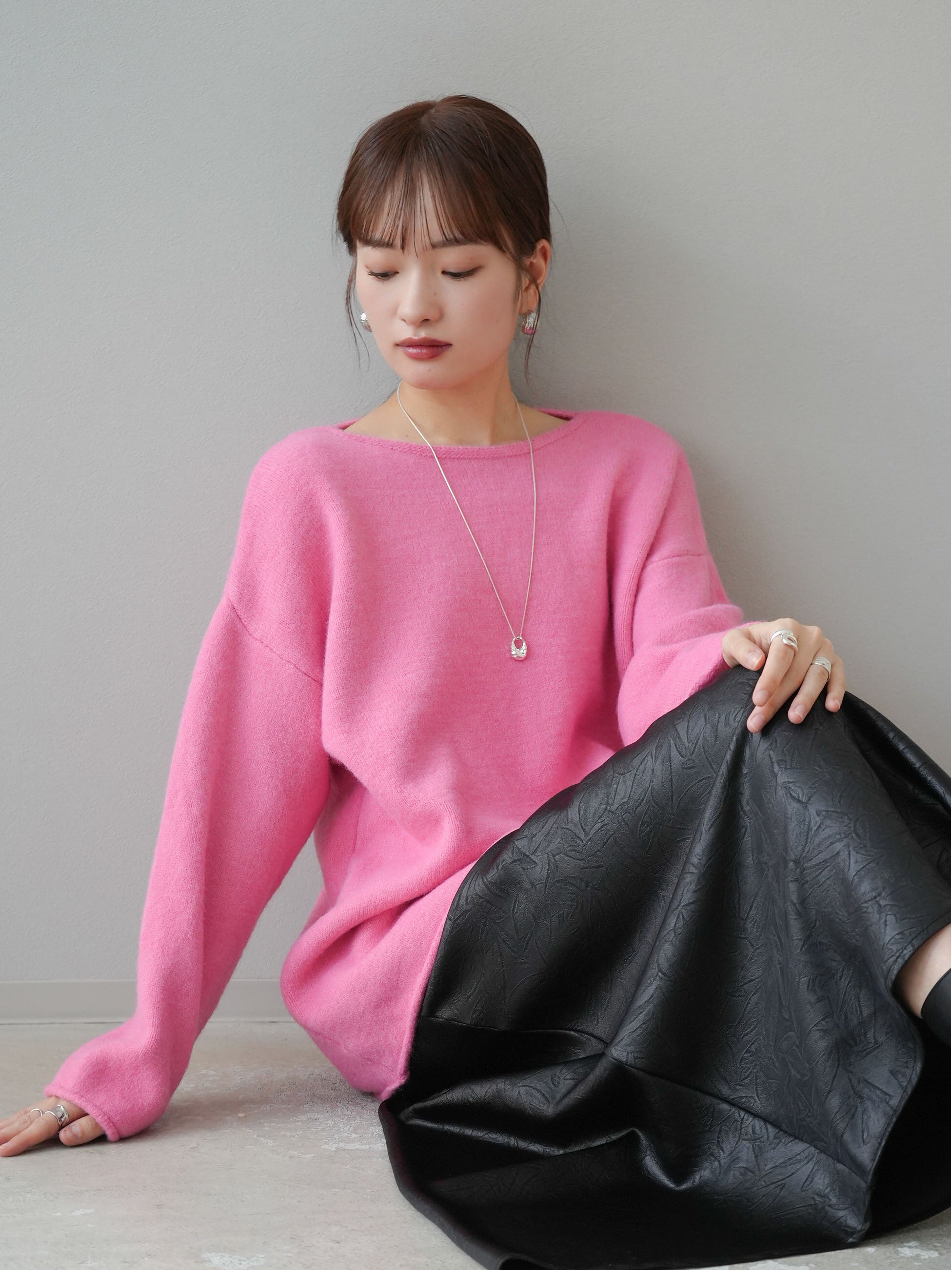 予約]ベーシックオーバーニットプルオーバー/ピンク – Lumier