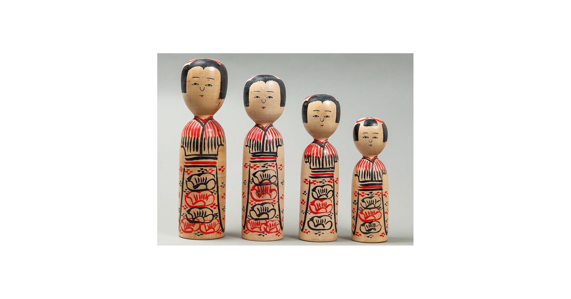 伝統こけし 木地山こけし ⭕️超レアなロクロ線椿花模様50cm超 名工