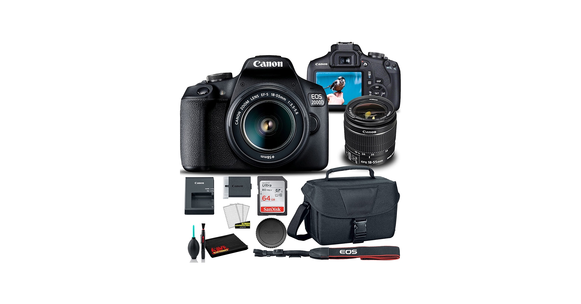 Amazon.com : Canon EOS 2000D DSLR Camera with 18-55mm Lens + EOS