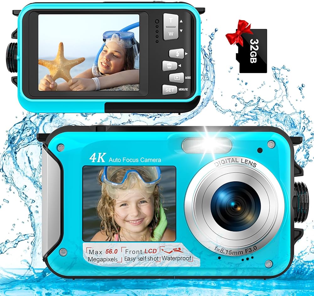 Amazon | YISENCE 4K デジカメ 防水 水中カメラ 防水カメラ 3M防水
