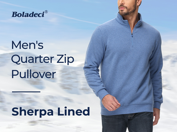 Boladeci Mens Quarter Zip Pullover Fleece Lined Sweatshirt