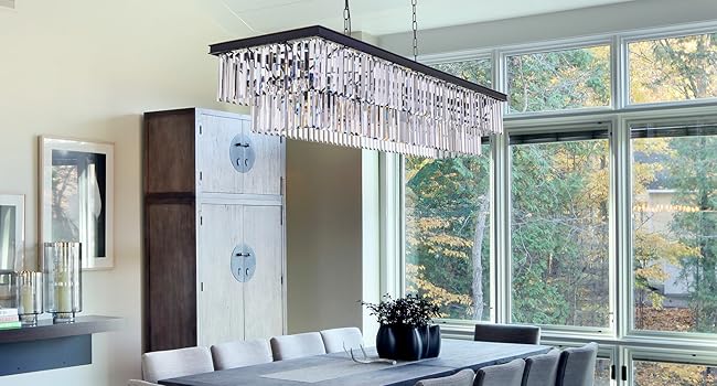 Wellmet Crystal Chandelier, 57 Inch 13-Light Black Chandelier for