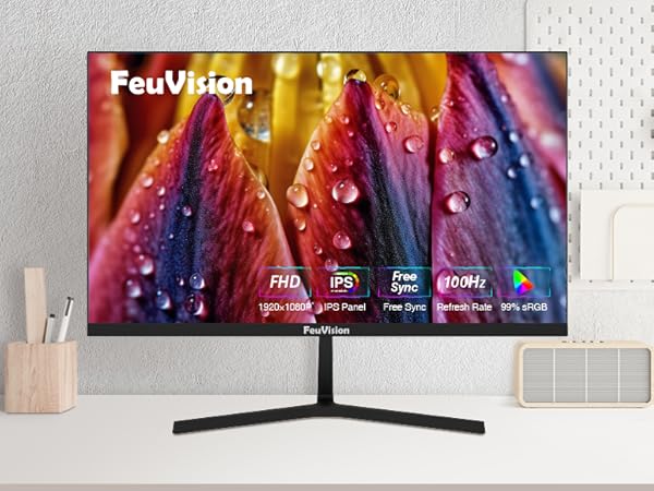Amazon.com: FeuVision 24 inch Monitor 1080p FHD, 100Hz, IPS Panel