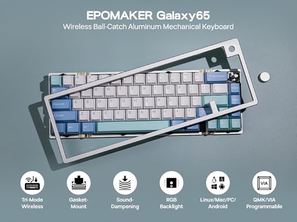 Amazon.com: EPOMAKER Galaxy65 Wireless QMK/VIA Mechanical Keyboard